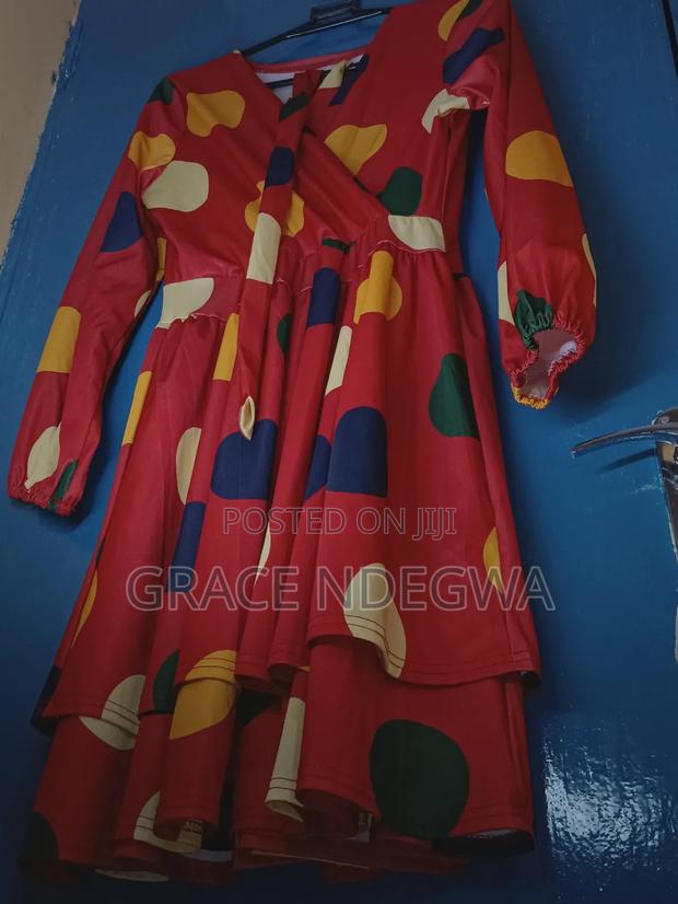 Flowy Layered Midi Dress With Polka Dot Print - thumbnail 2