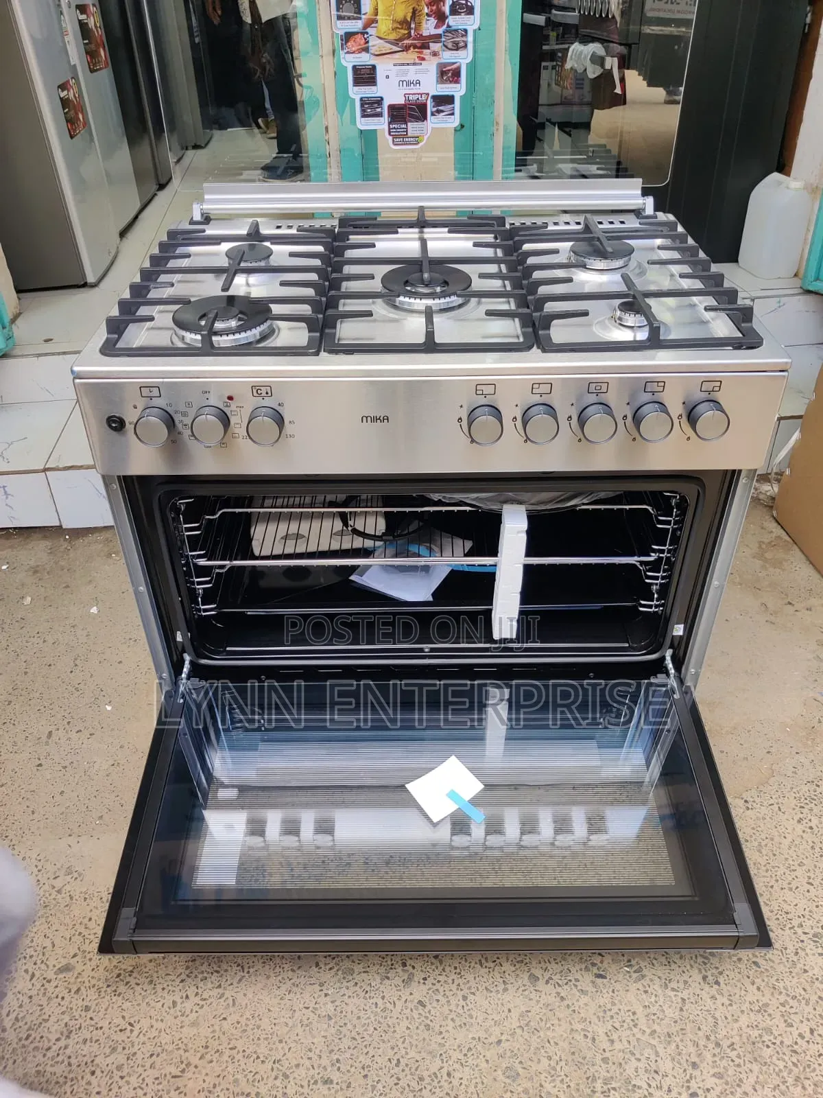 *Mika Standing Cooker, 90cm X 60cm, 5 Gas Pool Jet Burners (2 Wok),