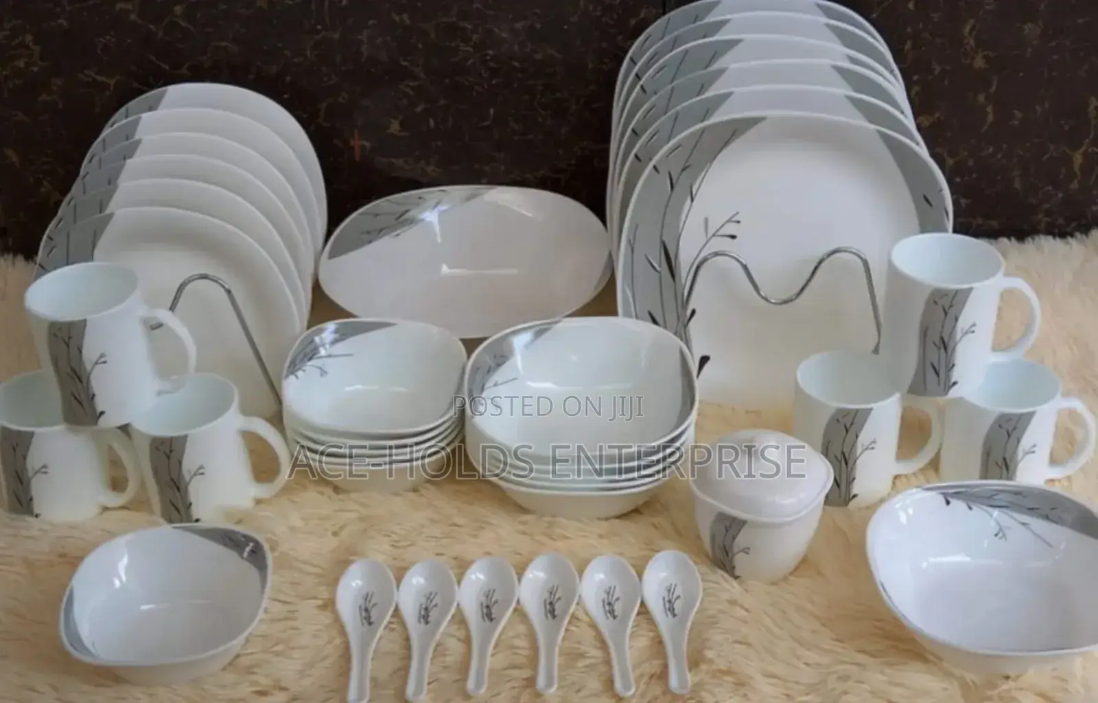 39 Pieces Square Opal Glass Dinner Sets - Flowered Patterns