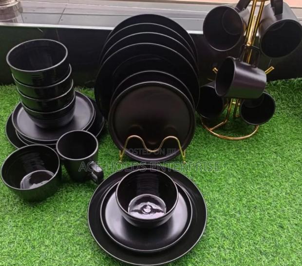 24 Pieces Black Mate Ceramic Dinner Sets