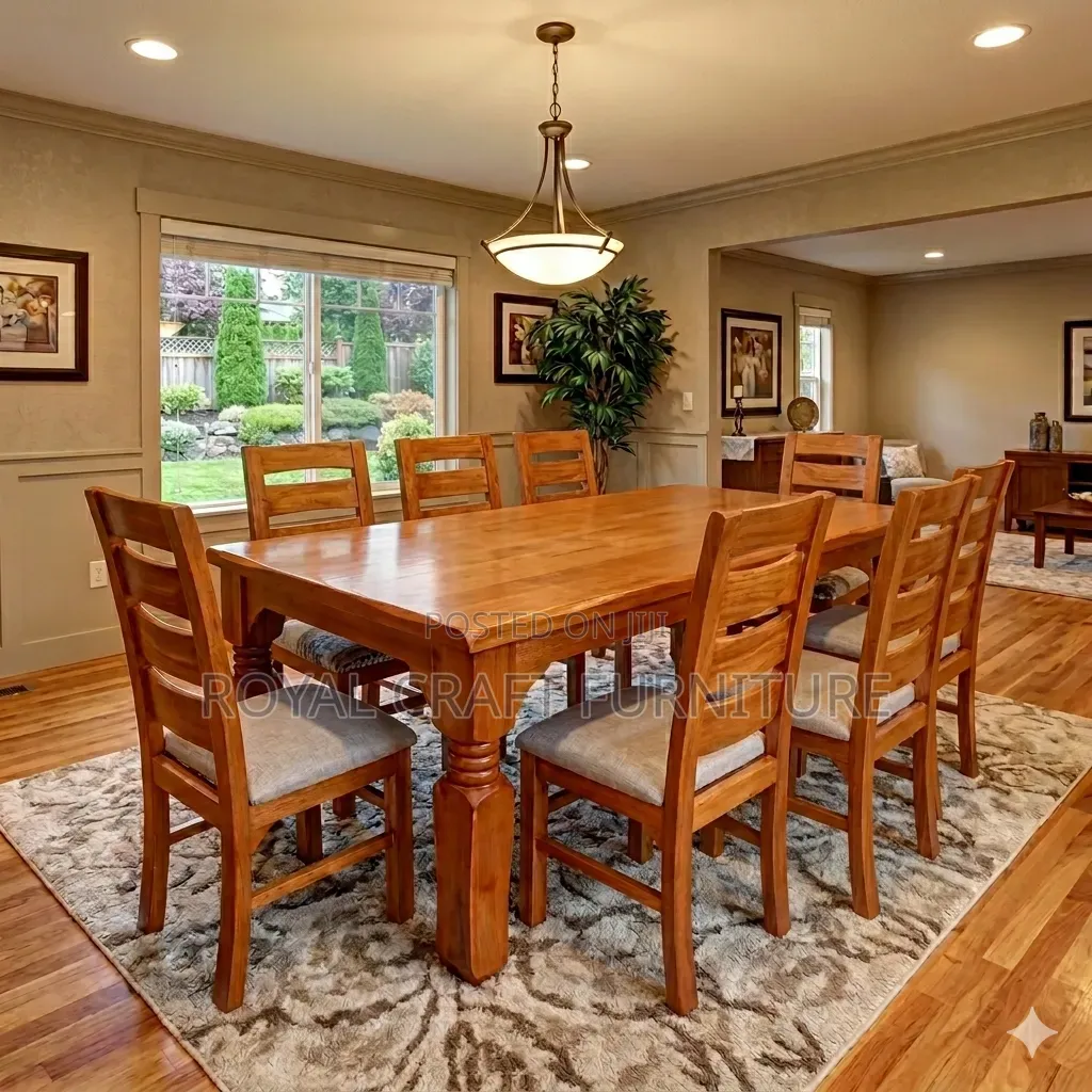 Premium 8-Seater Pure Mahogany Dining Set - Brand New