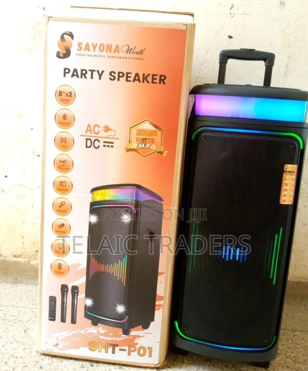 Sayona Party Speaker
SHT-P01
Ac/Dc
20000 Watts
Output Power-80wtts