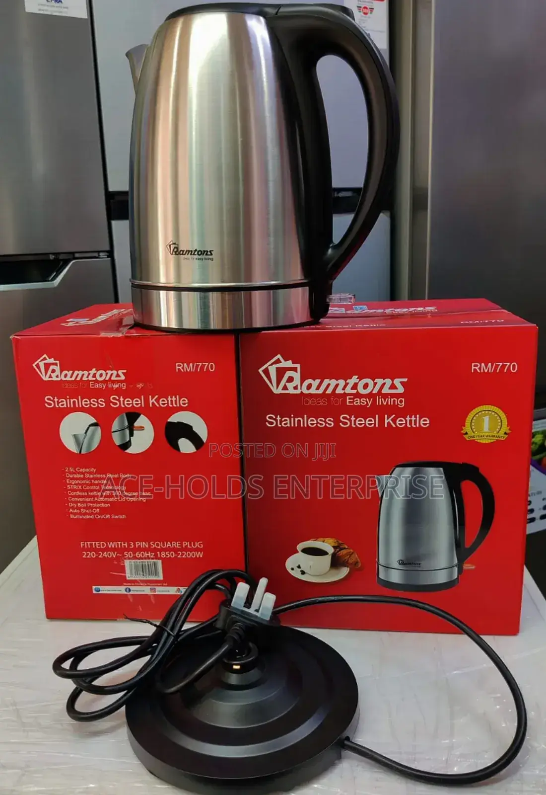Ramtons Electric Water Kettle - Stainless Steel 2.5l Rm/770