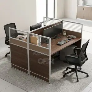 Office Workstation; 2 Way Brown Shared Workstation