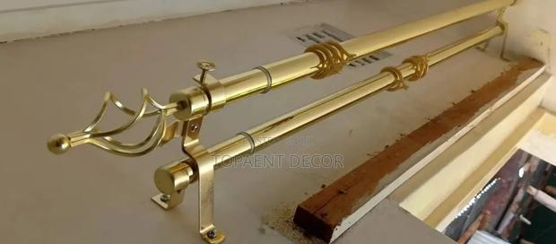 Gold 2m Double ,Well Drilled , Adjustable Window Curtain Rods