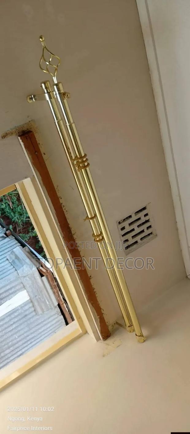 3m Double Gold With Rings Adjustable Window Curtain Rods