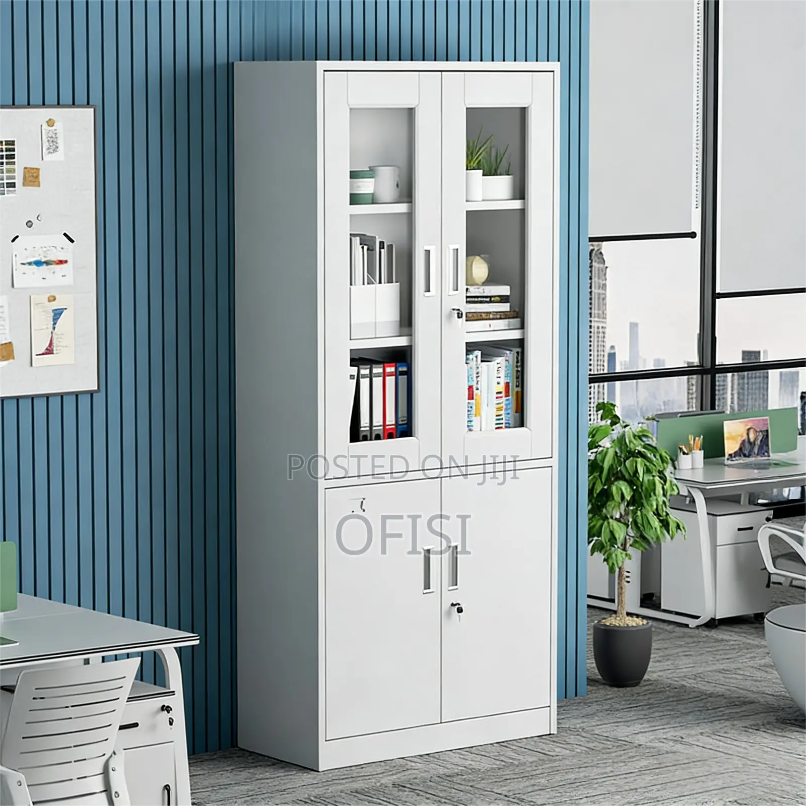 Office Cabinet; Half Glass Steel Office Cabinet