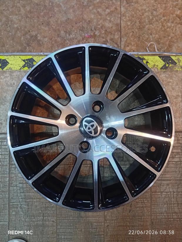 14-Inch 4-Hole Toyota Machined Face Black Alloy Wheel Rim