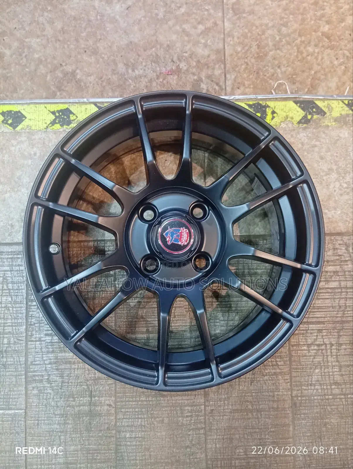 14-Inch 4-Hole Matte Charcoal Multi-Spoke Alloy Wheel Rim