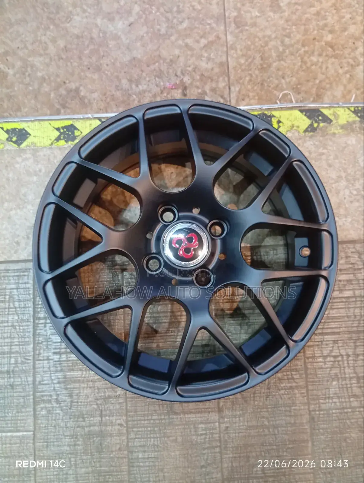 14-Inch 4-Hole Matte Black Mesh Split-Spoke Alloy Wheel Rim