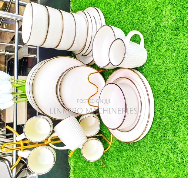 24 Pieces Gold Ring Ceramic Dinner Set
