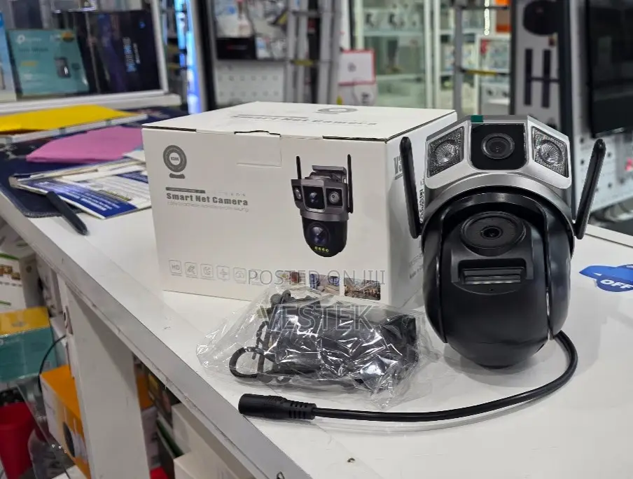 Dual Lens Wifi PTZ Camera With V380 Pro App Hd Ac Powered CCTV Camera