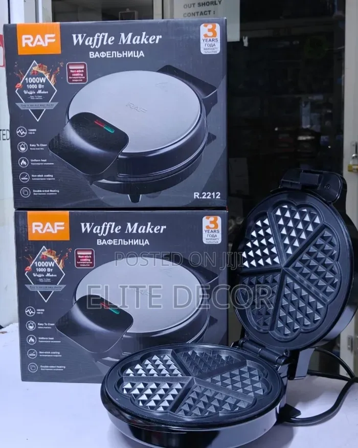 Raf 1000w Waffle Maker | Non-Stick Double-Sided Heating Waffle Machine