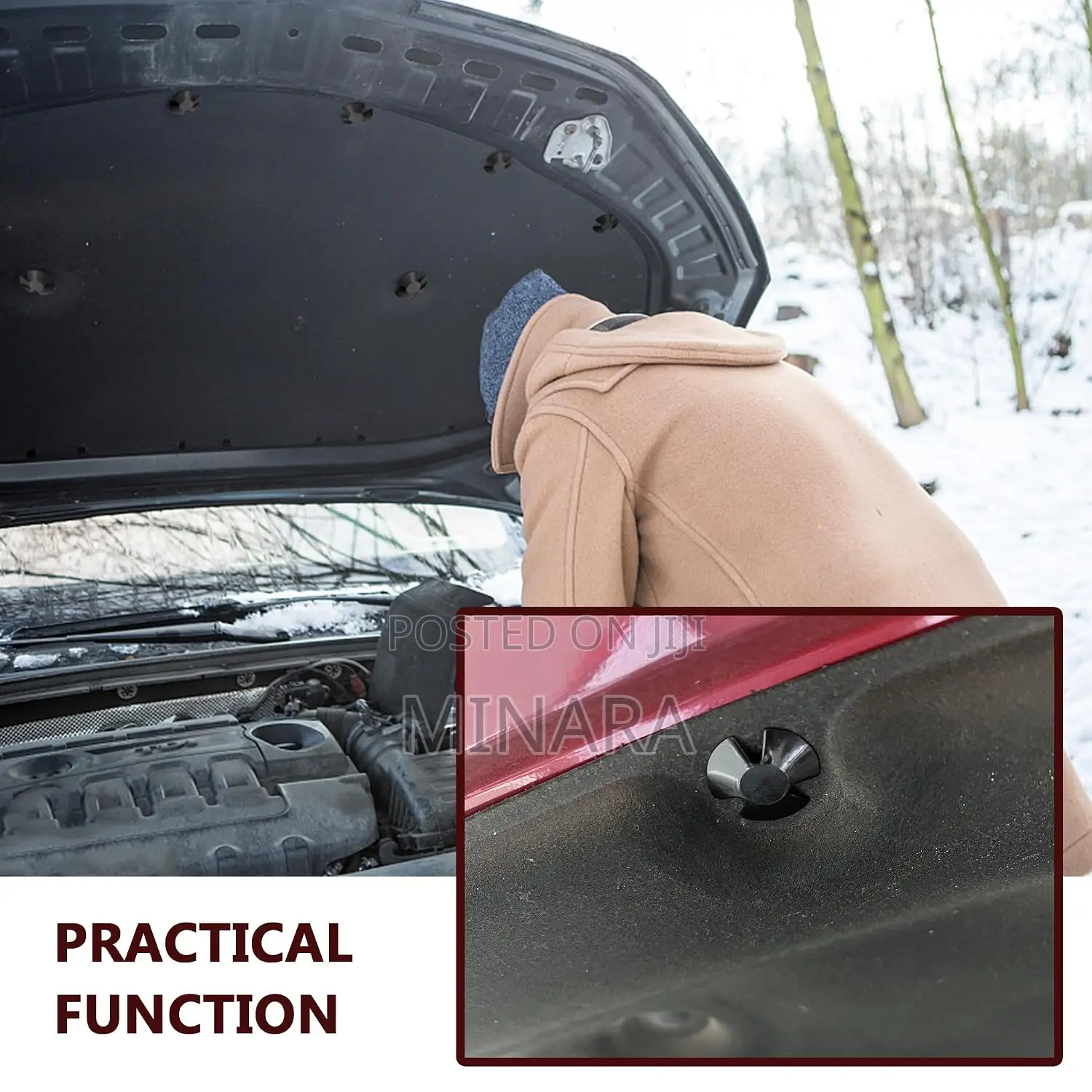30 Pcs, Engine Hood Insulation Retainer Clips With Fastener Remover
