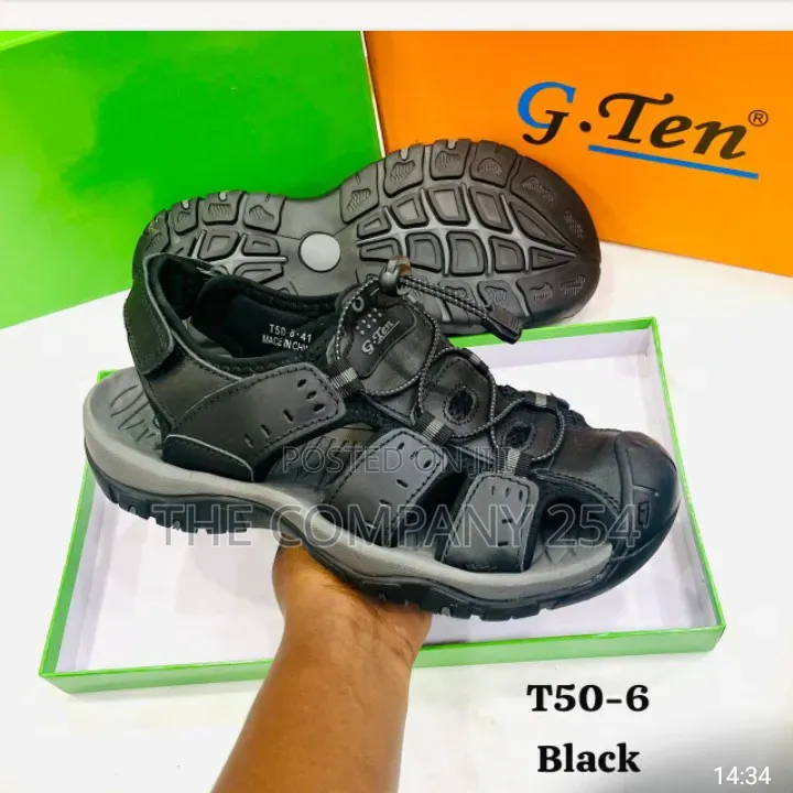 Quality Casual Leather Open Shoes With Rubber Sole