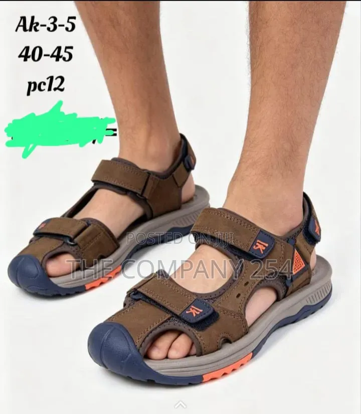 Quality Casual Leather Open Shoes With Rubber Sole