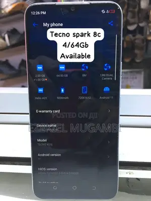 Tecno Spark 8C 64 GB Gray