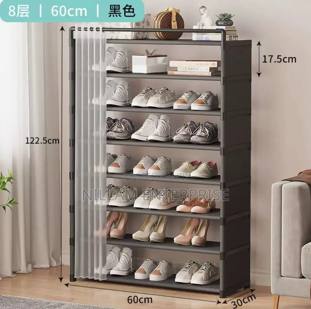 8- Layer Shoe Rack Organizer With Fabric Dustproof Cover*