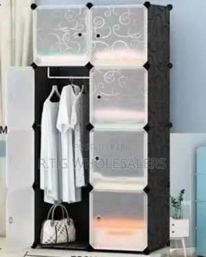 Portable 2-column 4-layer Plastic Wardrobe