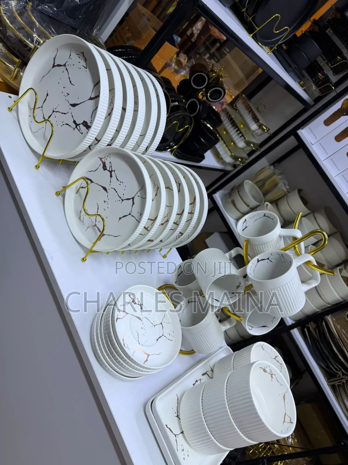 32pcs Matte Stoneware Marble Finish