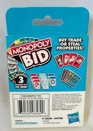 Monopoly Bid Fast-Paced Monopoly Card Game