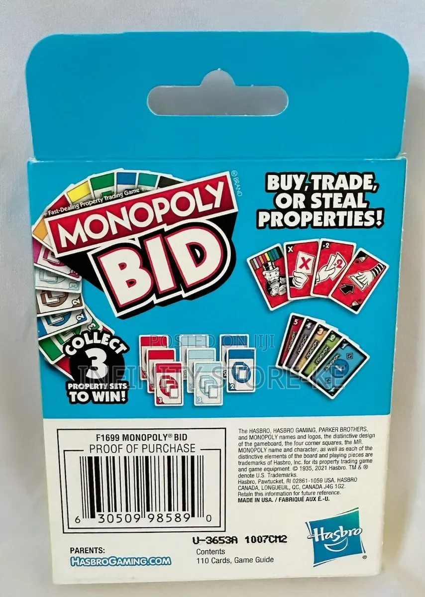 Monopoly Bid Fast-Paced Monopoly Card Game