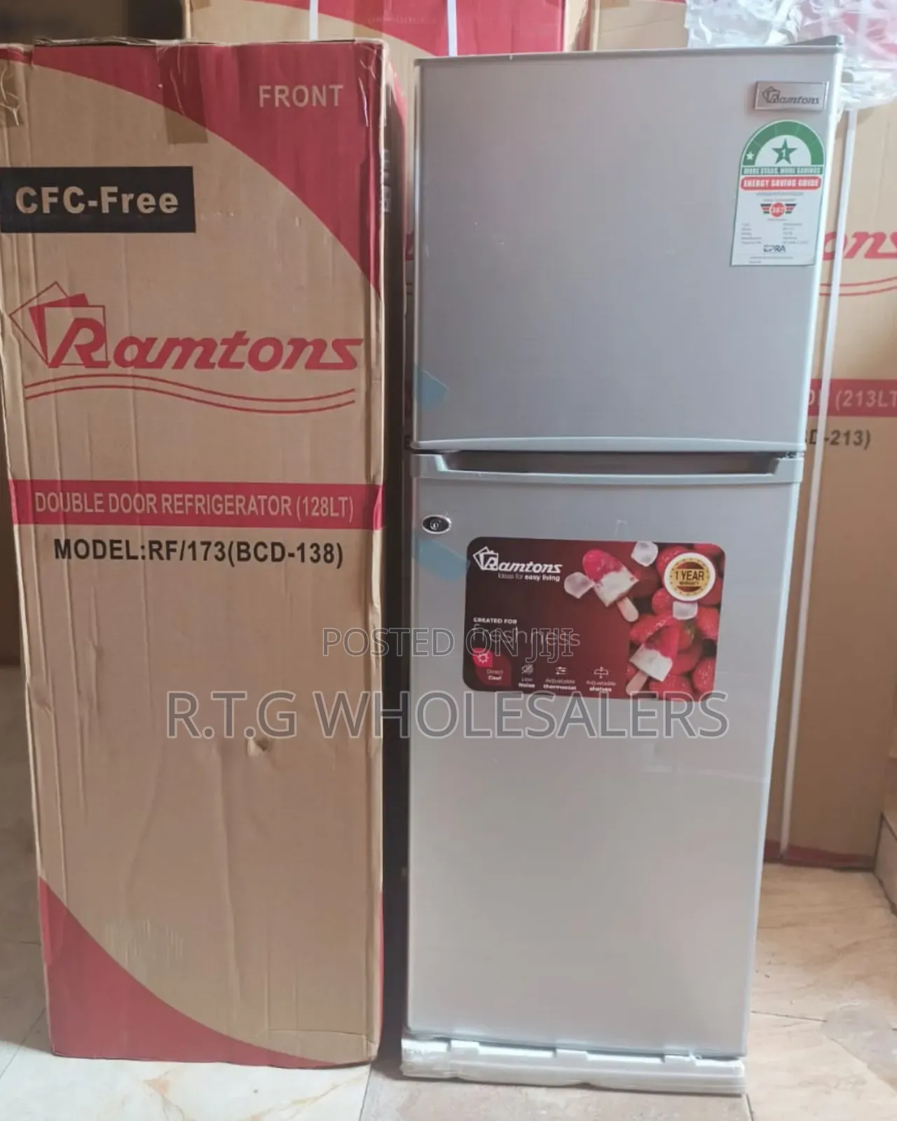 Ramtons 128l 2 Door Direct Cool Fridge Silver