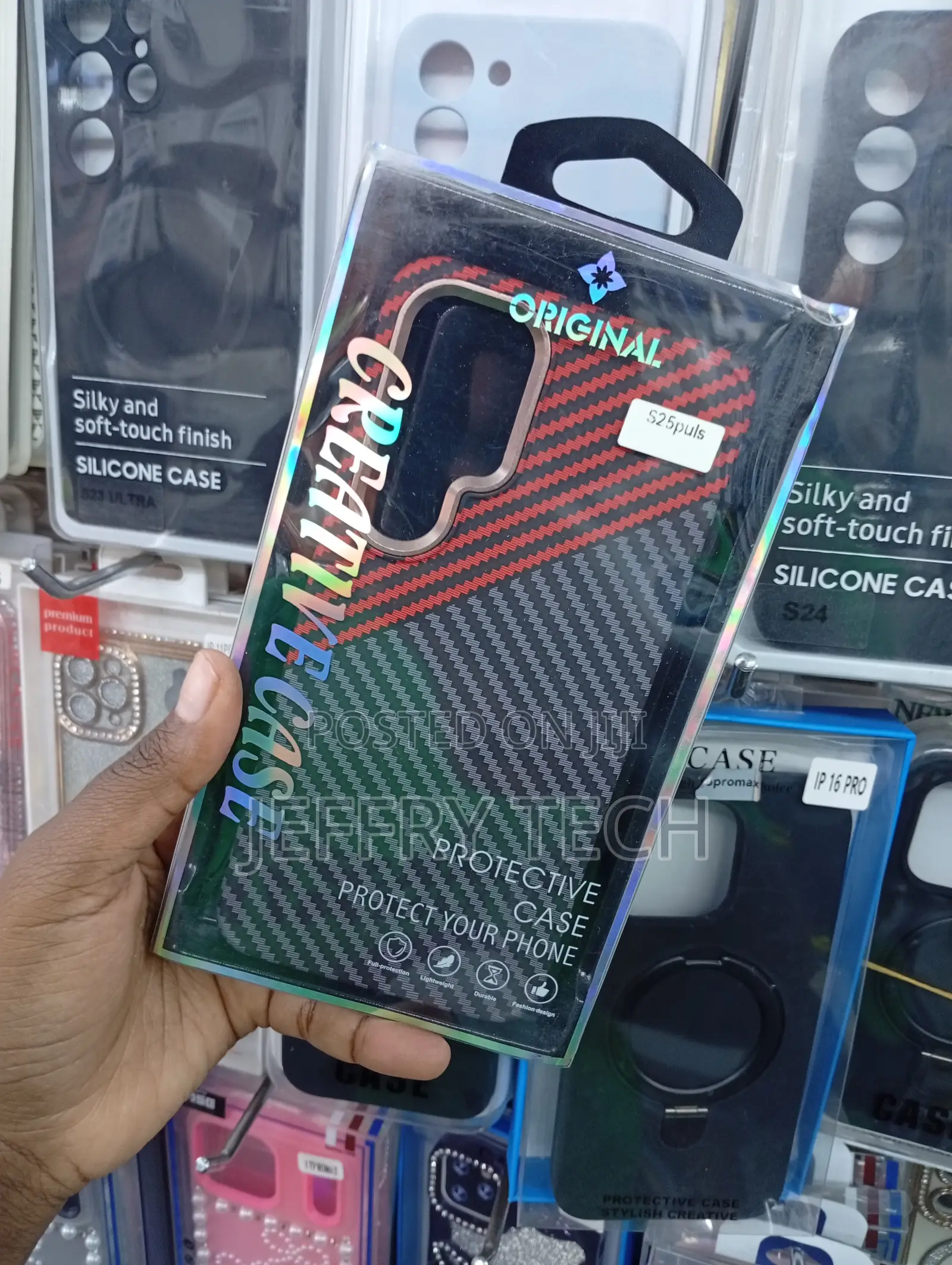 Samsung Galaxy S25 Plus Dark Diagonal Carbon Fiber Wave Aesthetic Case
