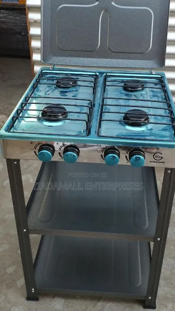 Eurochef Full Gas Standing Cooker With Convenient Storage Shelves