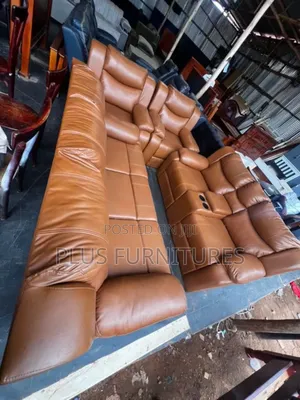 Brown 7-seater Leather Sofa Set