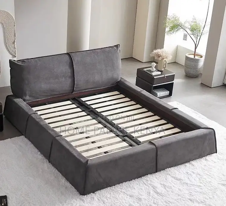 Fabric Bed: Wooden Bed Frame Family Size