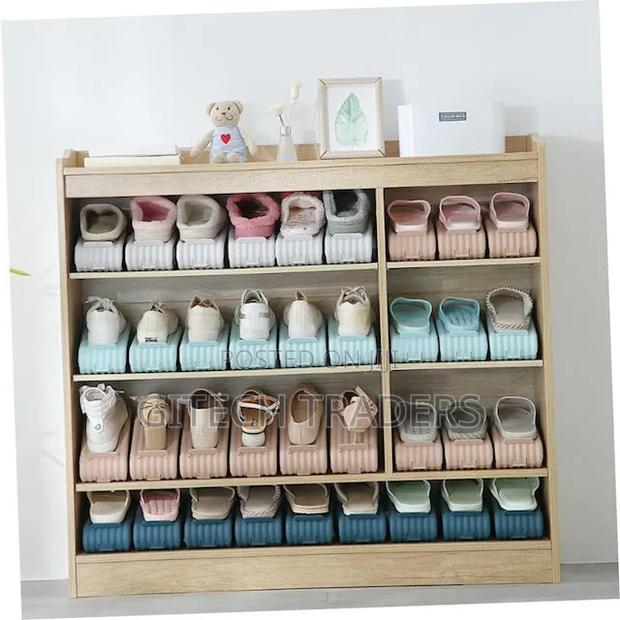 Shoe Slots Space Saving Stackable Storage Rack Double - thumbnail 2