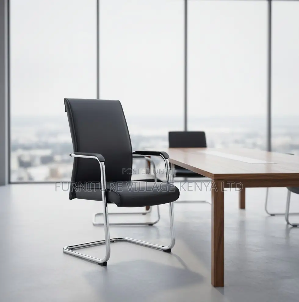 Black Leather Cantilever Office Chair