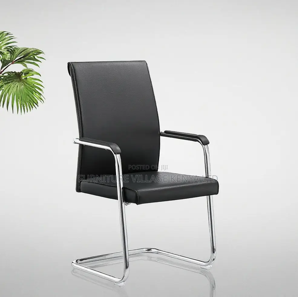 Black Leather Cantilever Office Chair