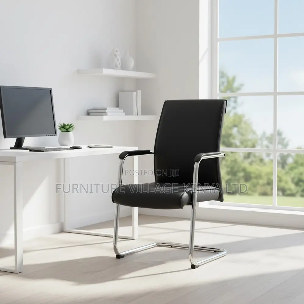 Black Leather Cantilever Office Chair