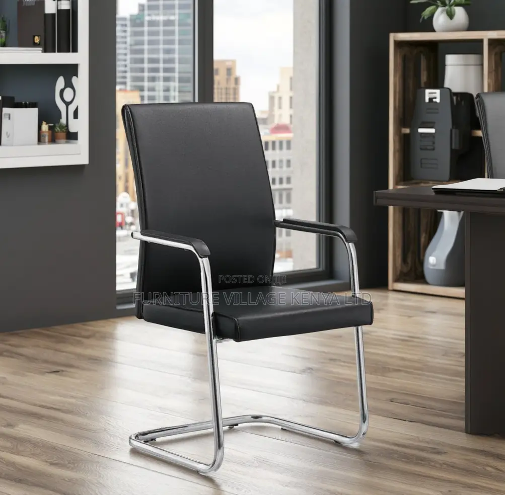Black Leather Cantilever Office Chair