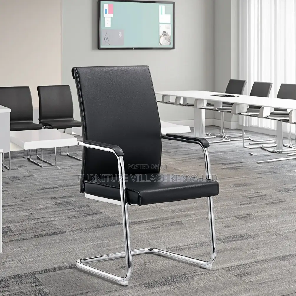 Black Leather Cantilever Office Chair