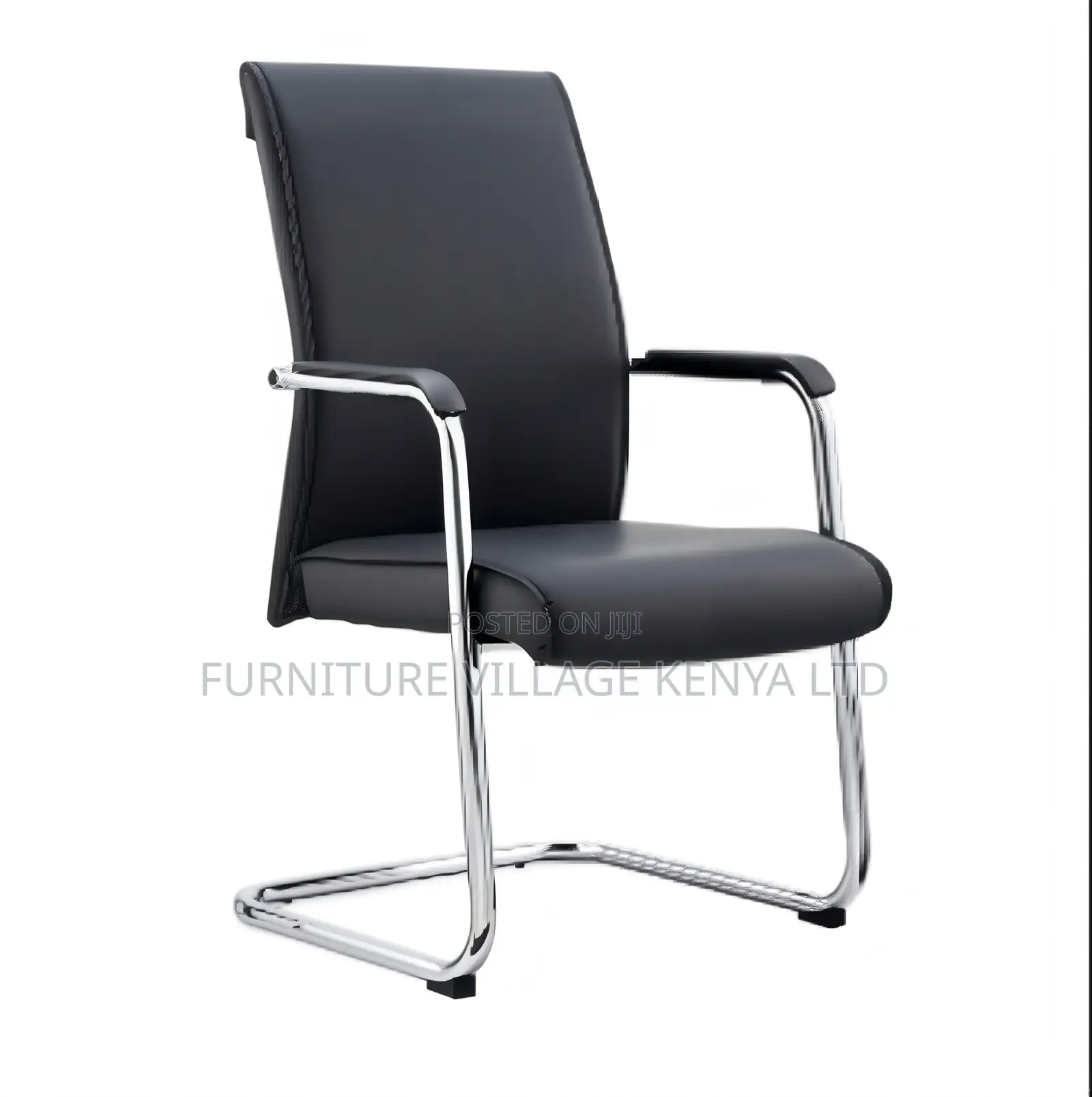 Black Leather Cantilever Office Chair