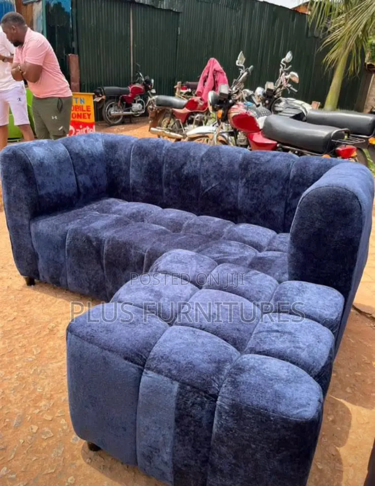 Light Blue L-Shaped 5 Seater