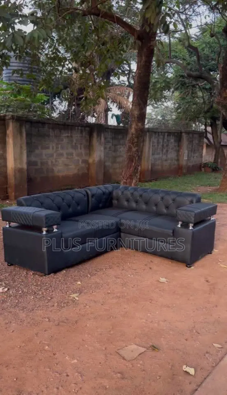 Black L-Shaped 5 Seater Sofa