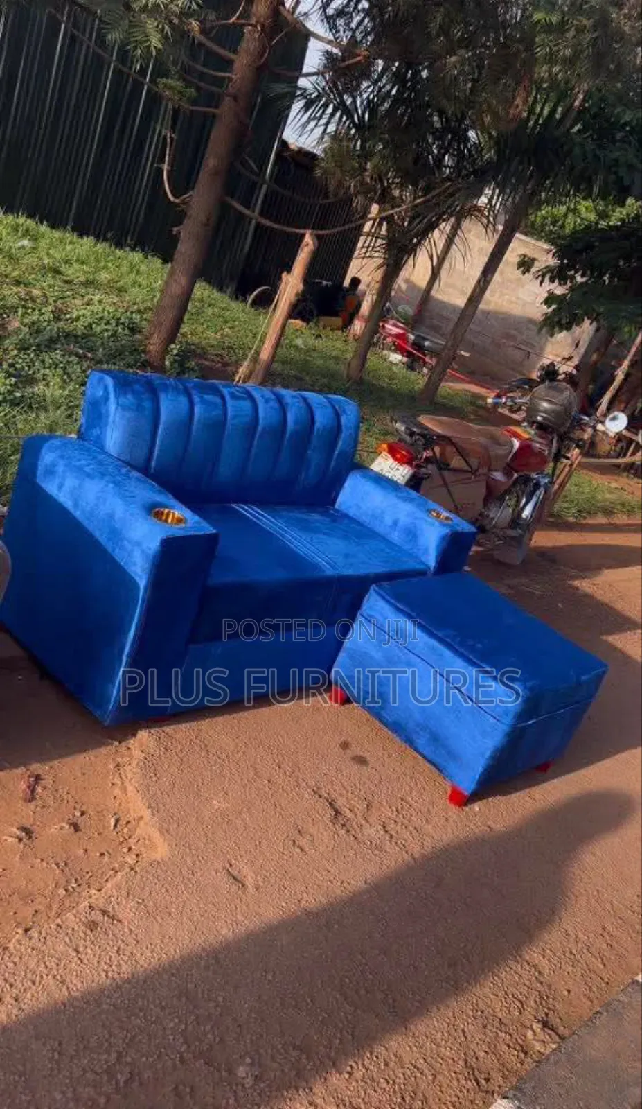 Blue 2- Seater Sofa With Leg Rest