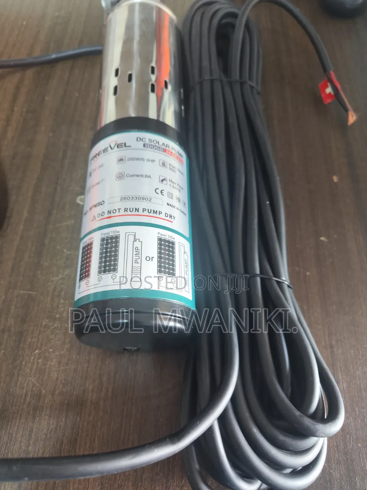 Freevel 24v Dc Solar Submersible Water Pump - 250w (Brand New)