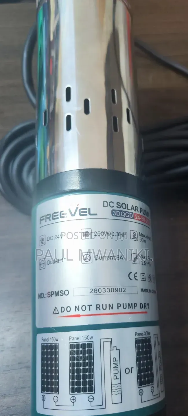 Freevel 24v Dc Solar Submersible Water Pump - 250w (Brand New)