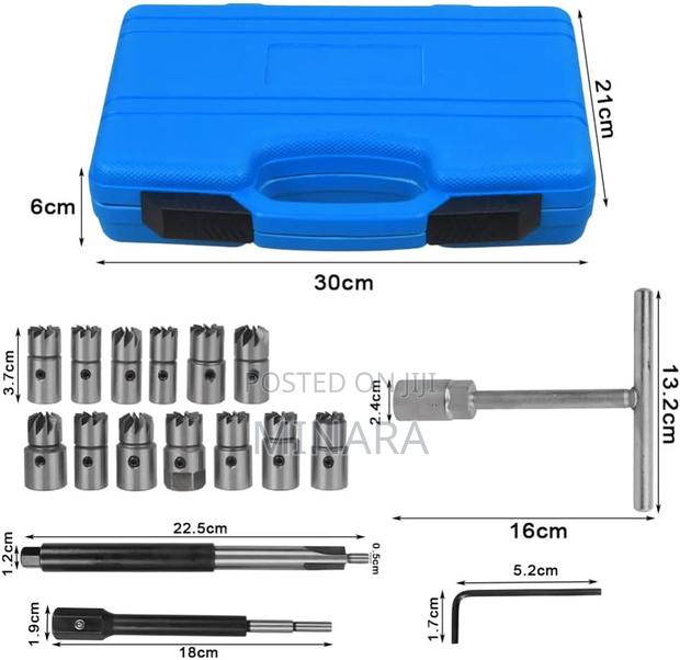 17 Pcs, Diesel Injector Seat Cutter Cleaner Tool Set, Delphi Bosch - thumbnail 3