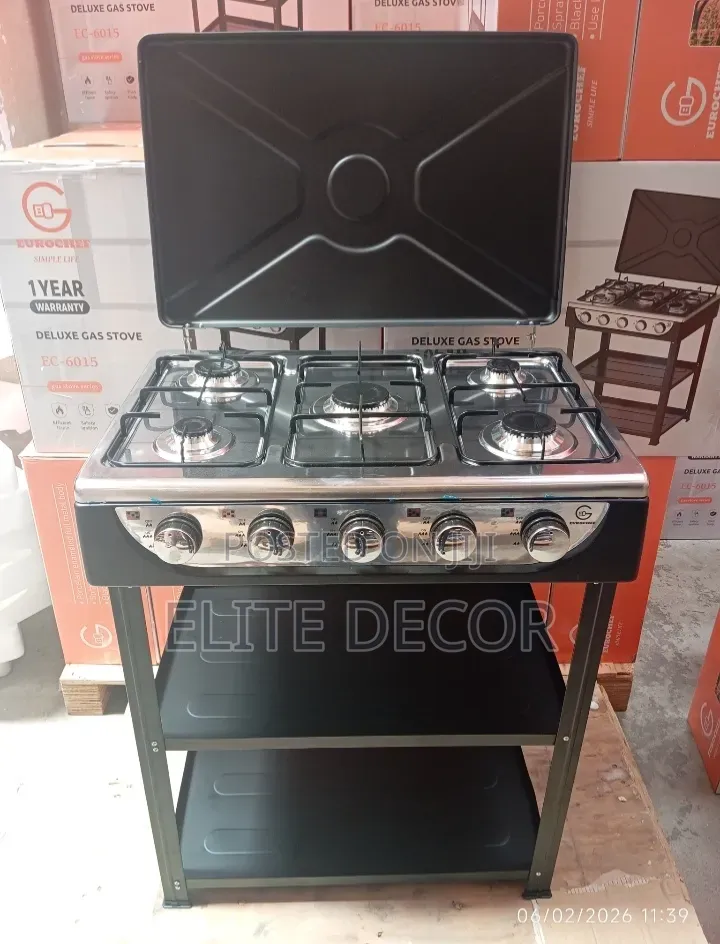 Eurochef 5 Burner Standing Cooker With Shelves –