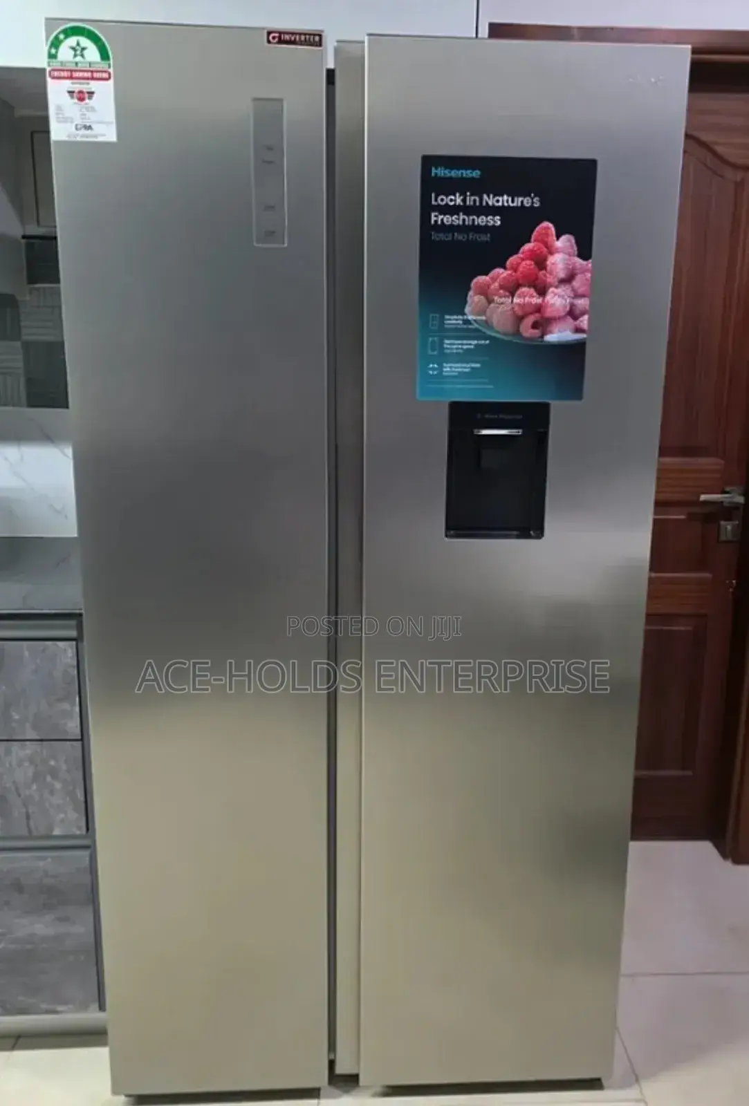 Hisense 541 Litres ( 613kwh) Side-by-Side - Grey Fridge/ Dispenser