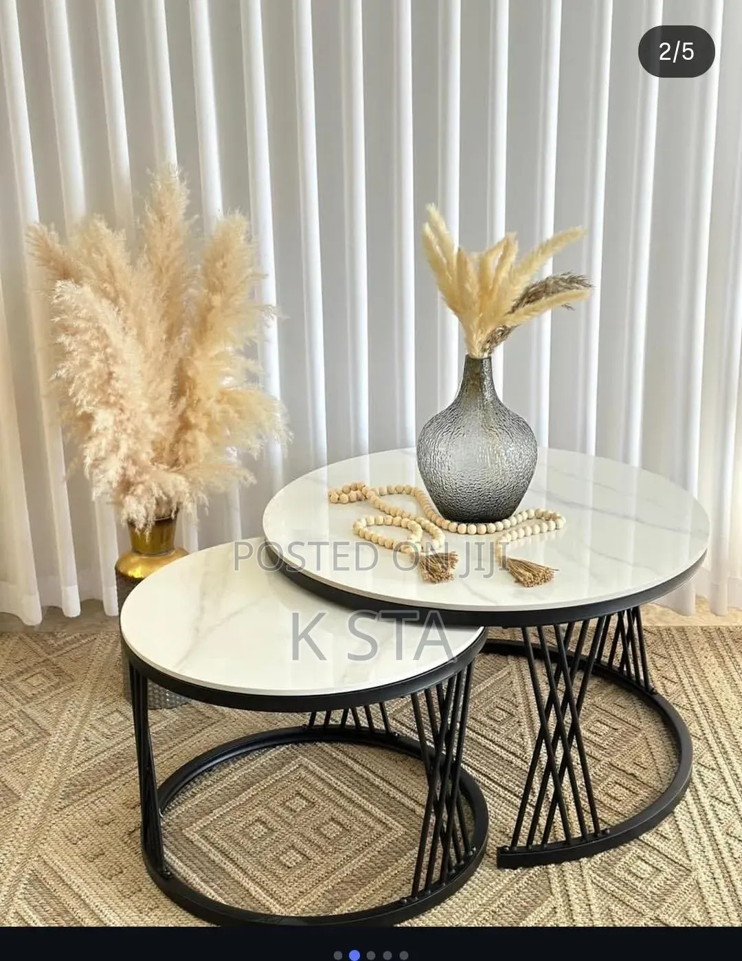 Modern Luxury 2in1 Pure Marble Nesting Tables