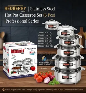 Redberry 
Premium Range of Stainless Steel Insulated Hotpot :
6pcs