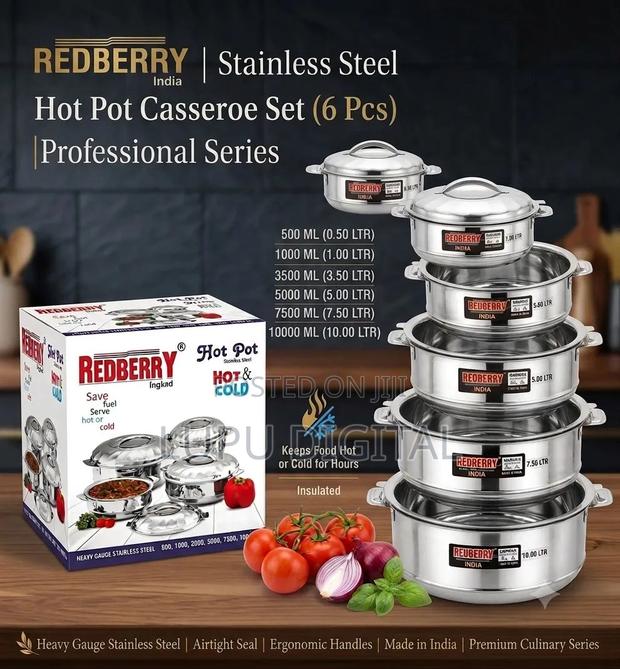 Redberry 
Premium Range of Stainless Steel Insulated Hotpot :
6pcs