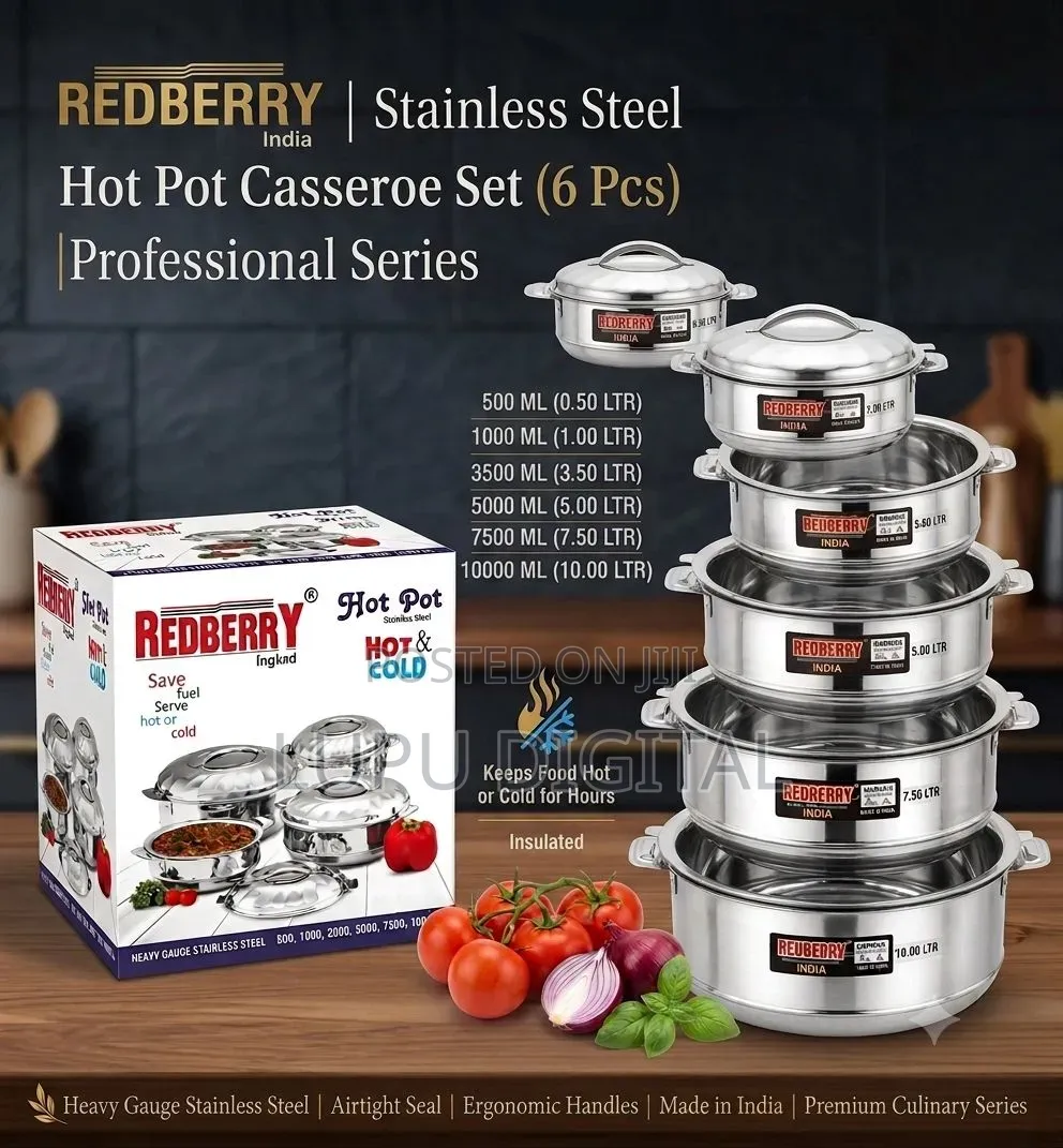 Redberry 
Premium Range of Stainless Steel Insulated Hotpot :
6pcs